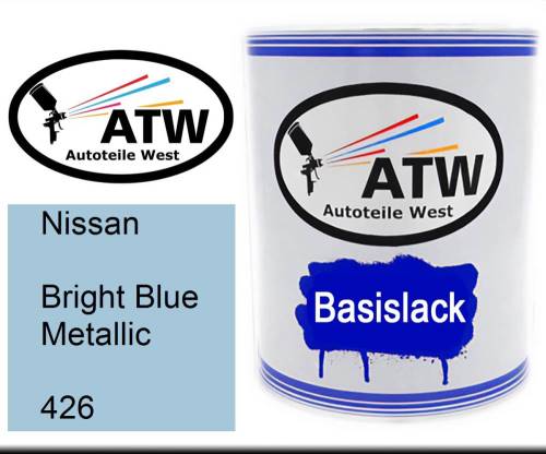 Nissan, Bright Blue Metallic, 426: 1L Lackdose, von ATW Autoteile West.